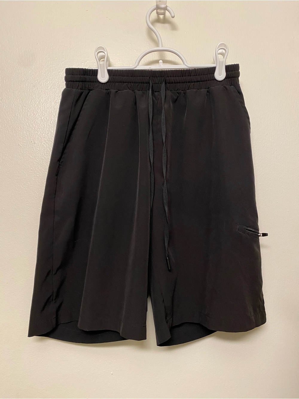 Mono B Black Men's Athletic Drawstring Shorts with Zip Pocket